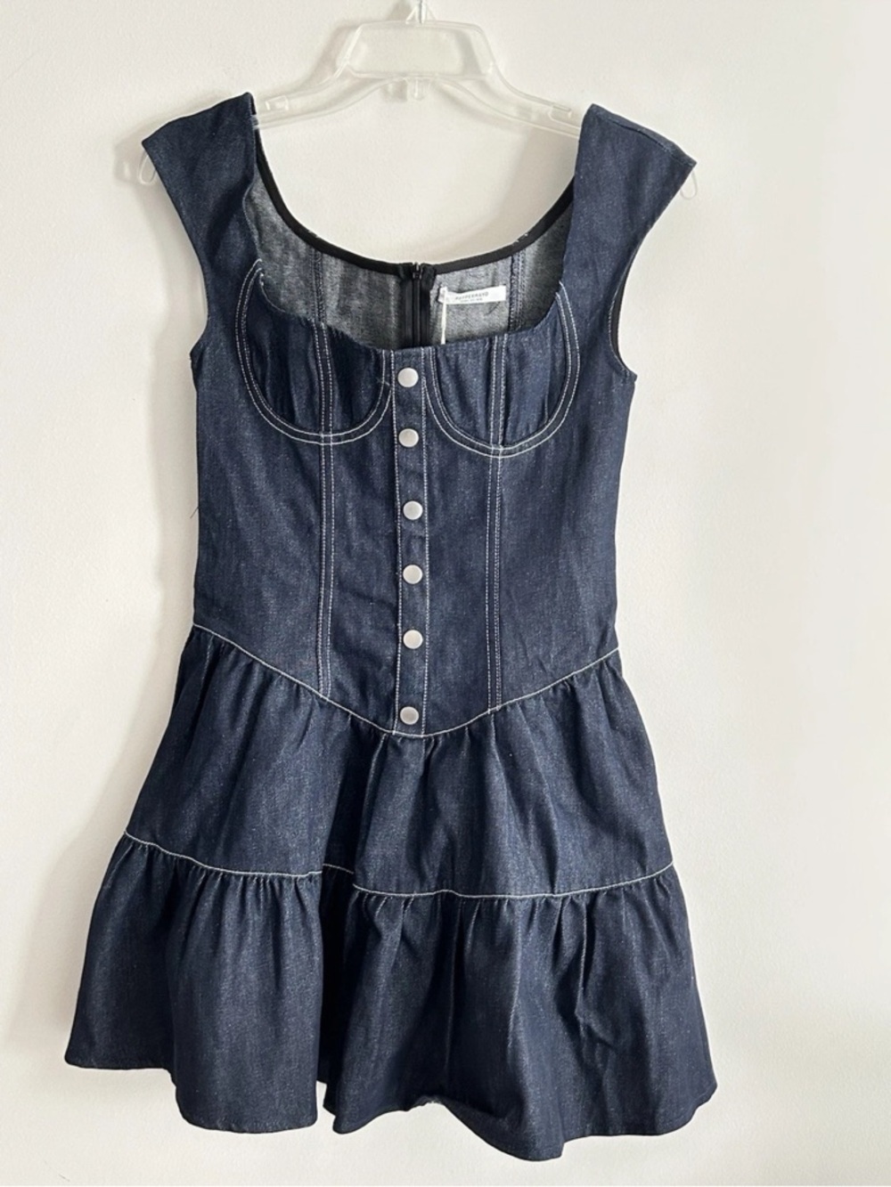 Peppermayo | Isabella Denim Bustier Dress Size 4 Blue Fit Flare Cap Sleeves - Picture 9 of 15